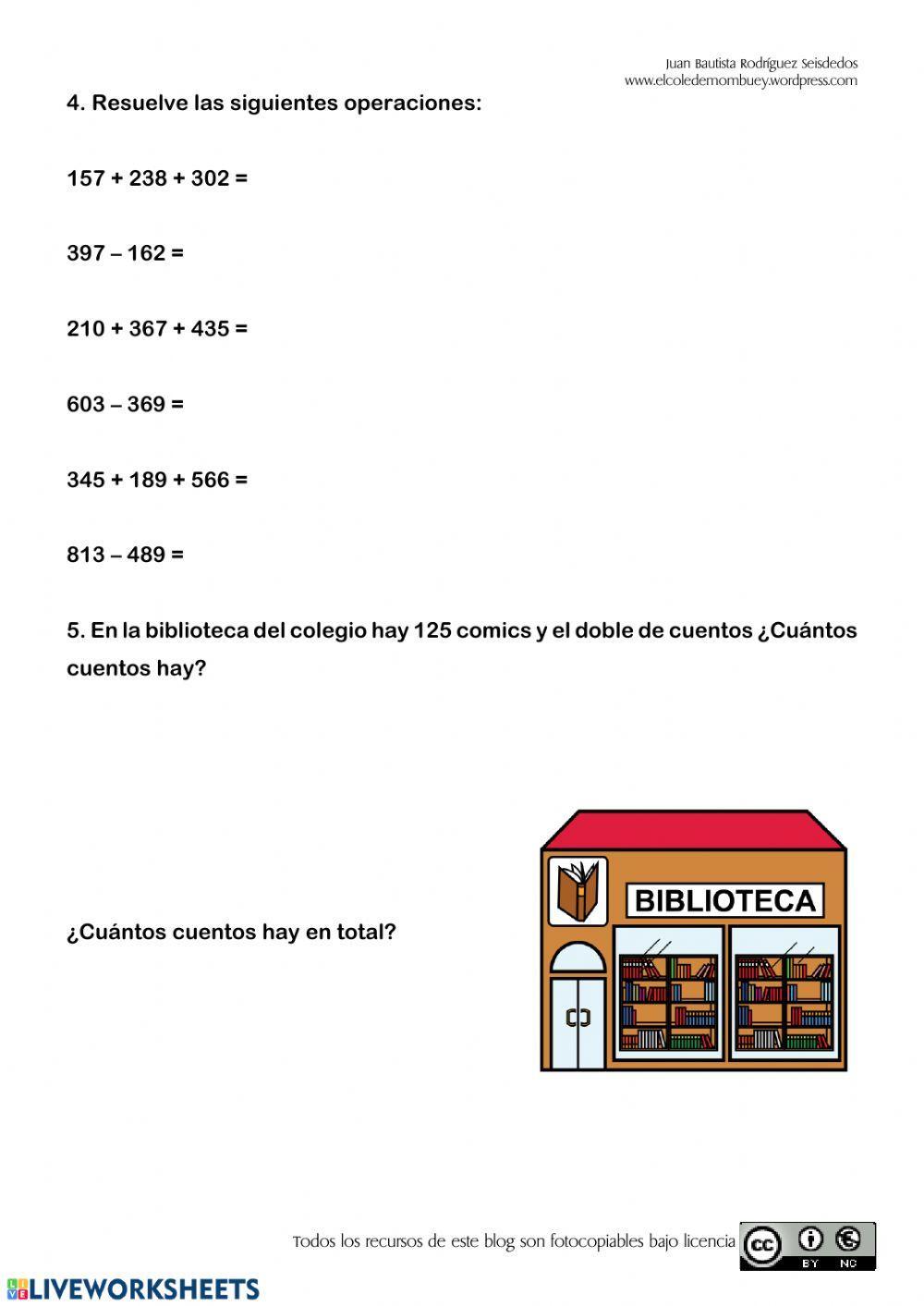 Control matemáticas U.9 2º Primaria