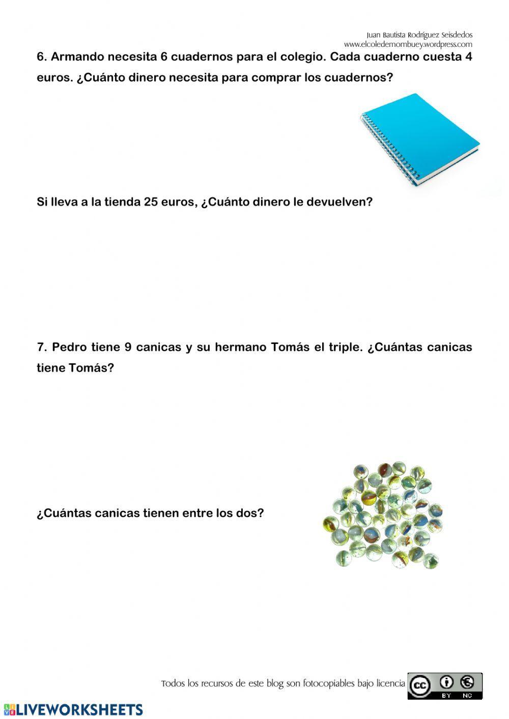 Control matemáticas U.9 2º Primaria