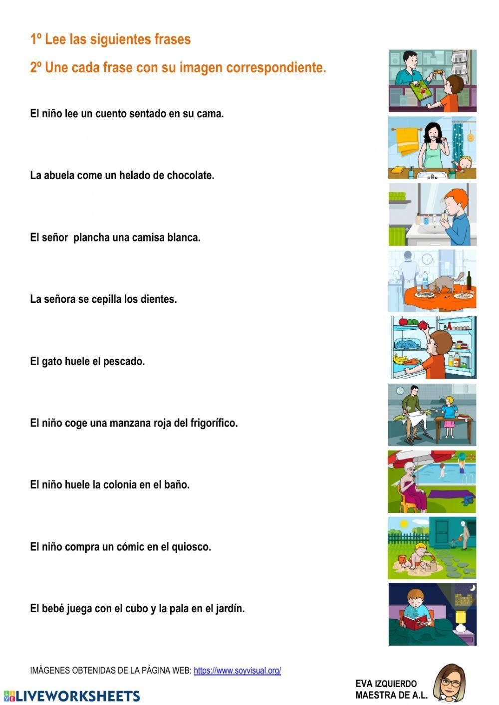 Comprensión lectora de frases Comprensión lectora de frases