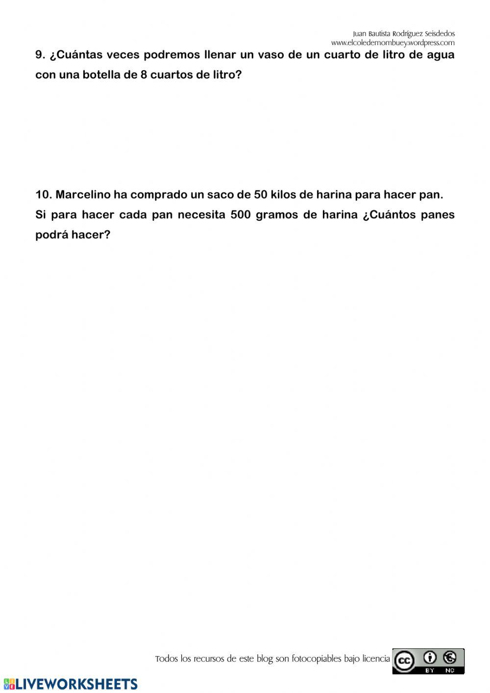 Control de Matemáticas U.9 3º