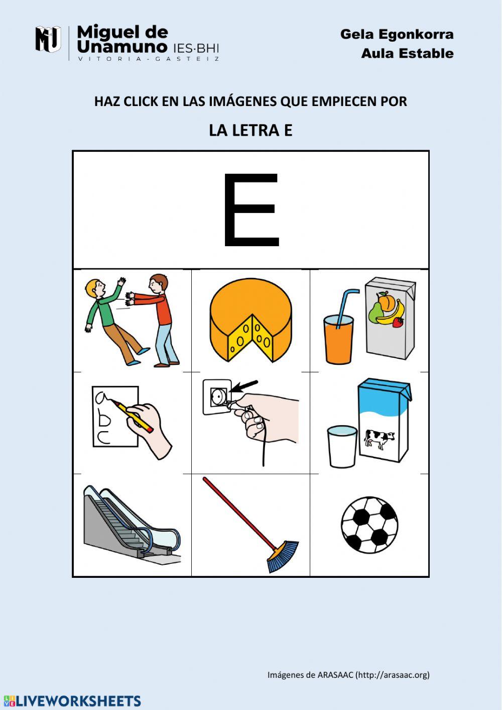 Elige las imágenes: Las vocales
