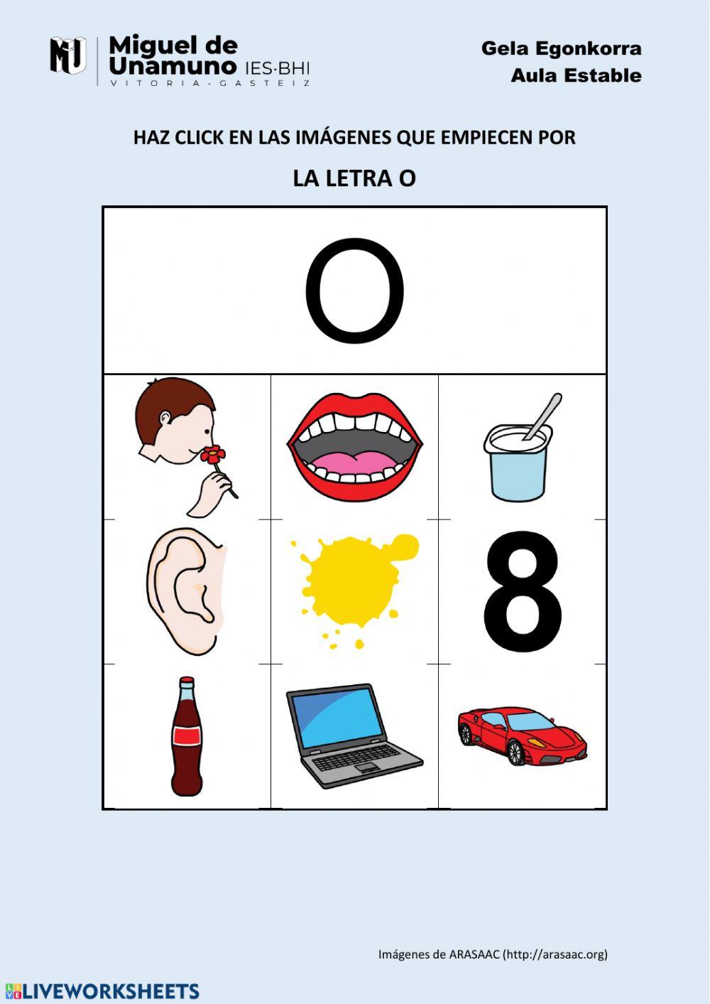 Elige las imágenes: Las vocales