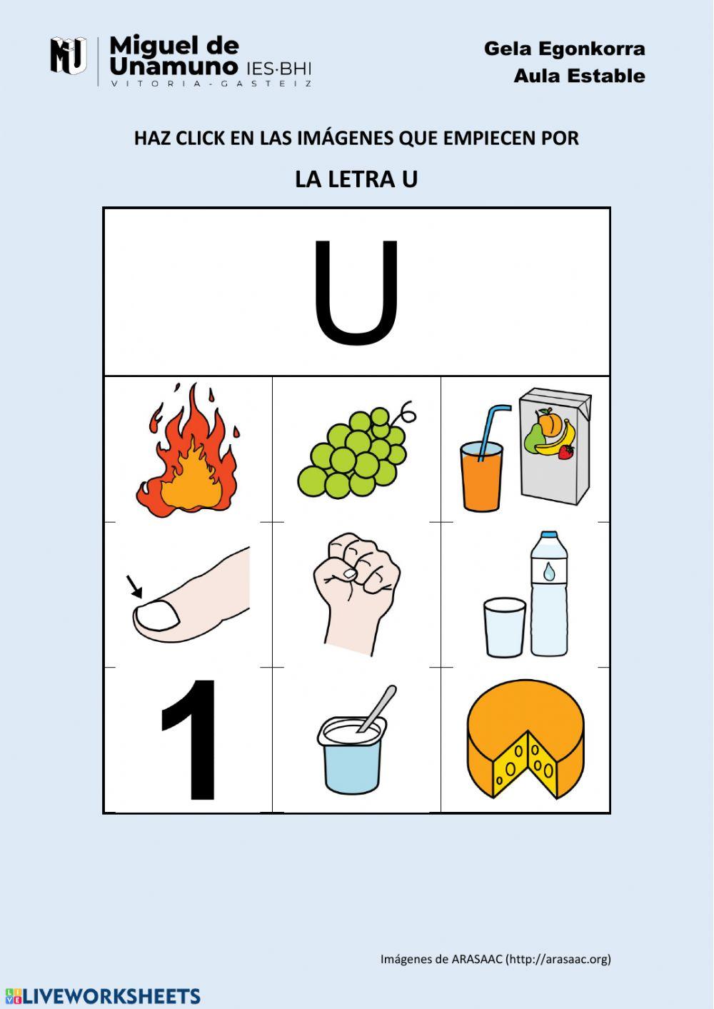 Elige las imágenes: Las vocales