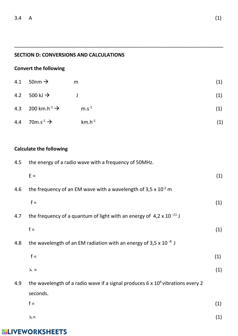 GR 10 test on EMR and magnetism