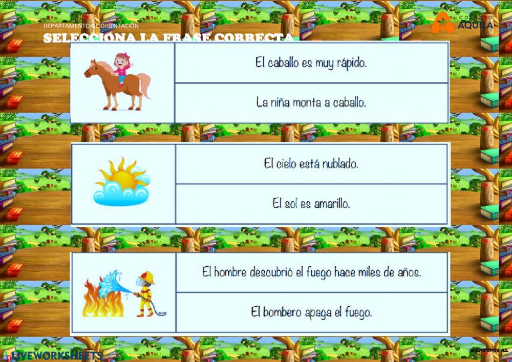 Pincha las frases correctas