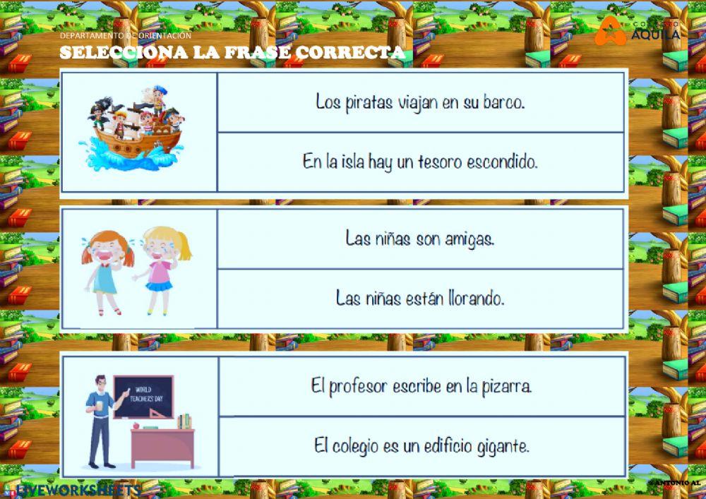 Pincha las frases correctas