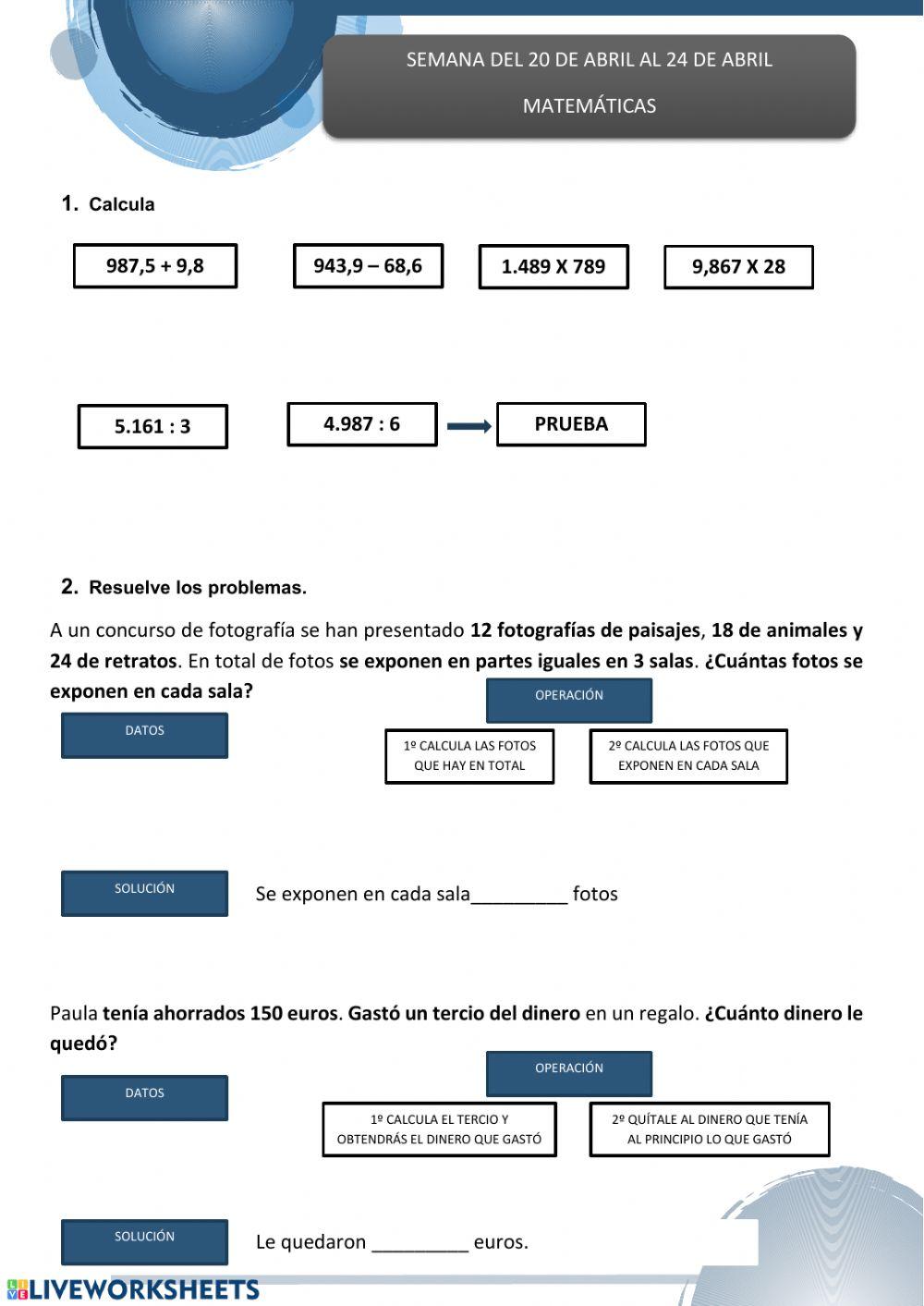 Matematicas del 20 al 24 abril