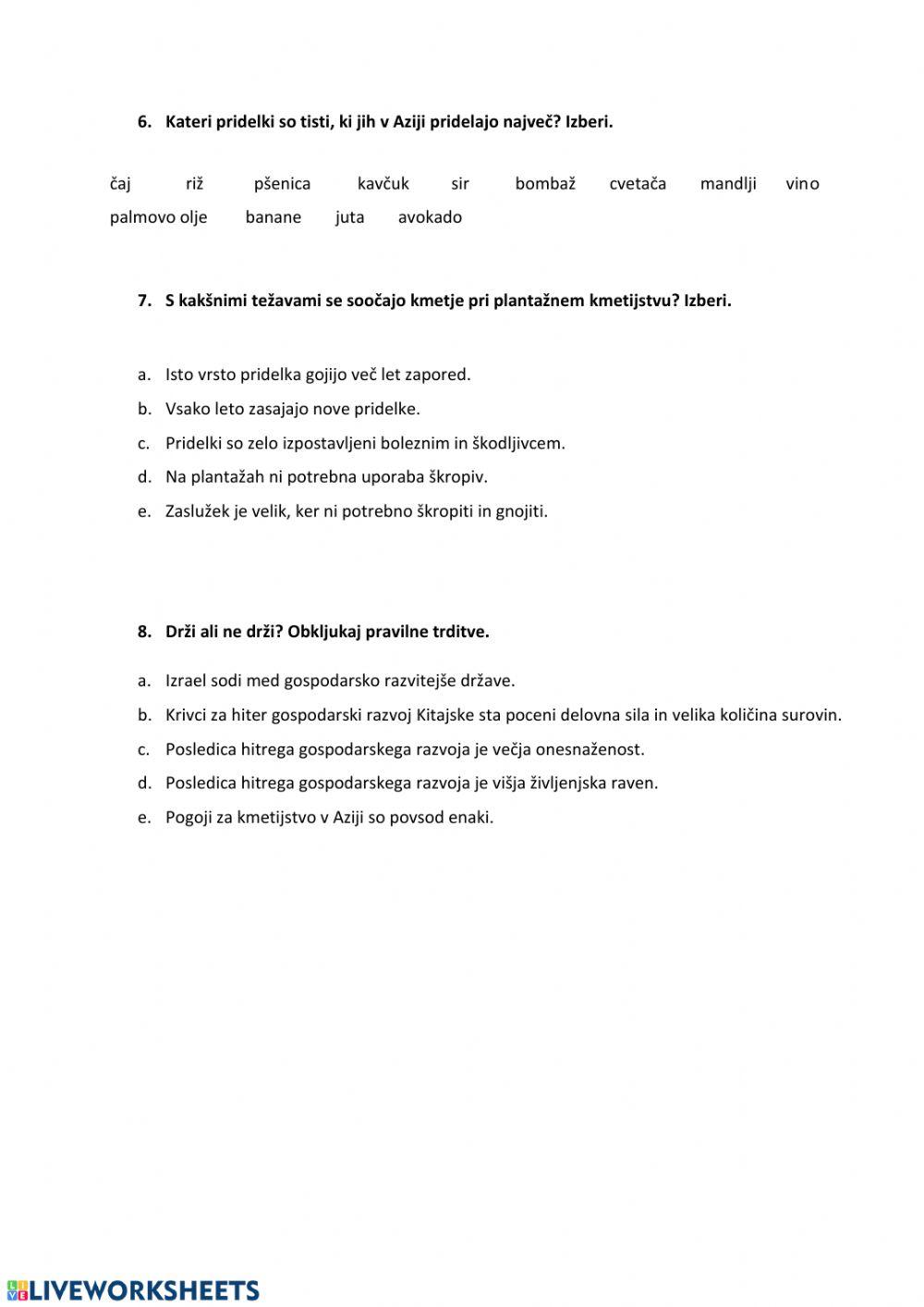 Prebivalstvo in gospodarstvo Azije