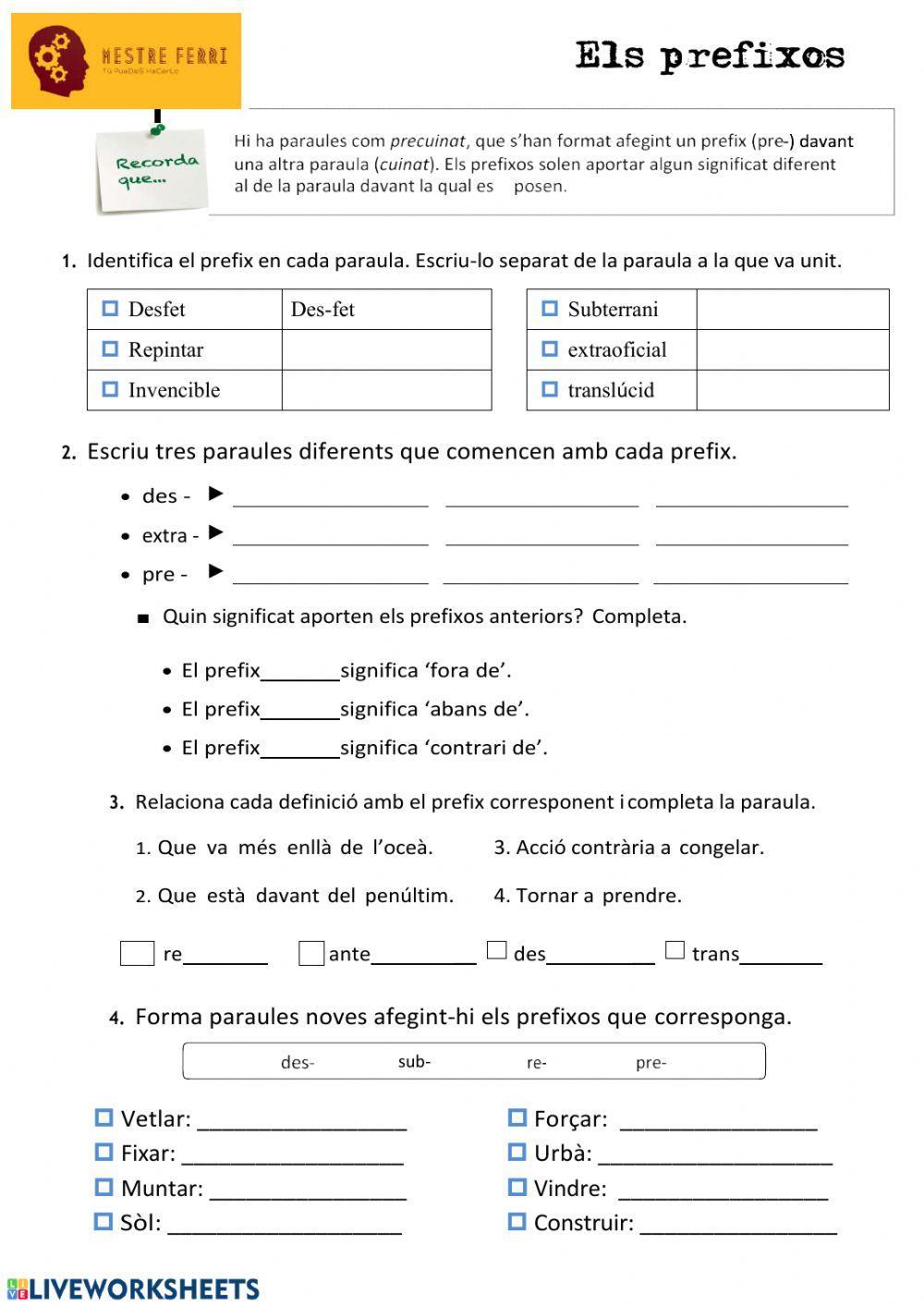 Prefixes Prefixes