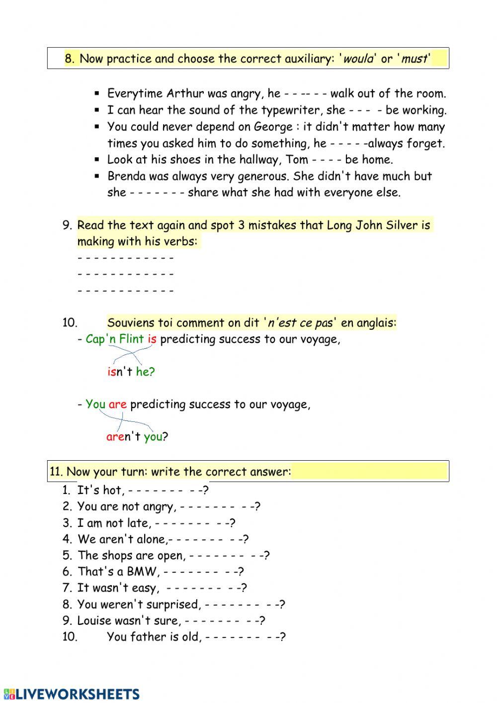 Cap'n flint - the parrot worksheet | Live Worksheets