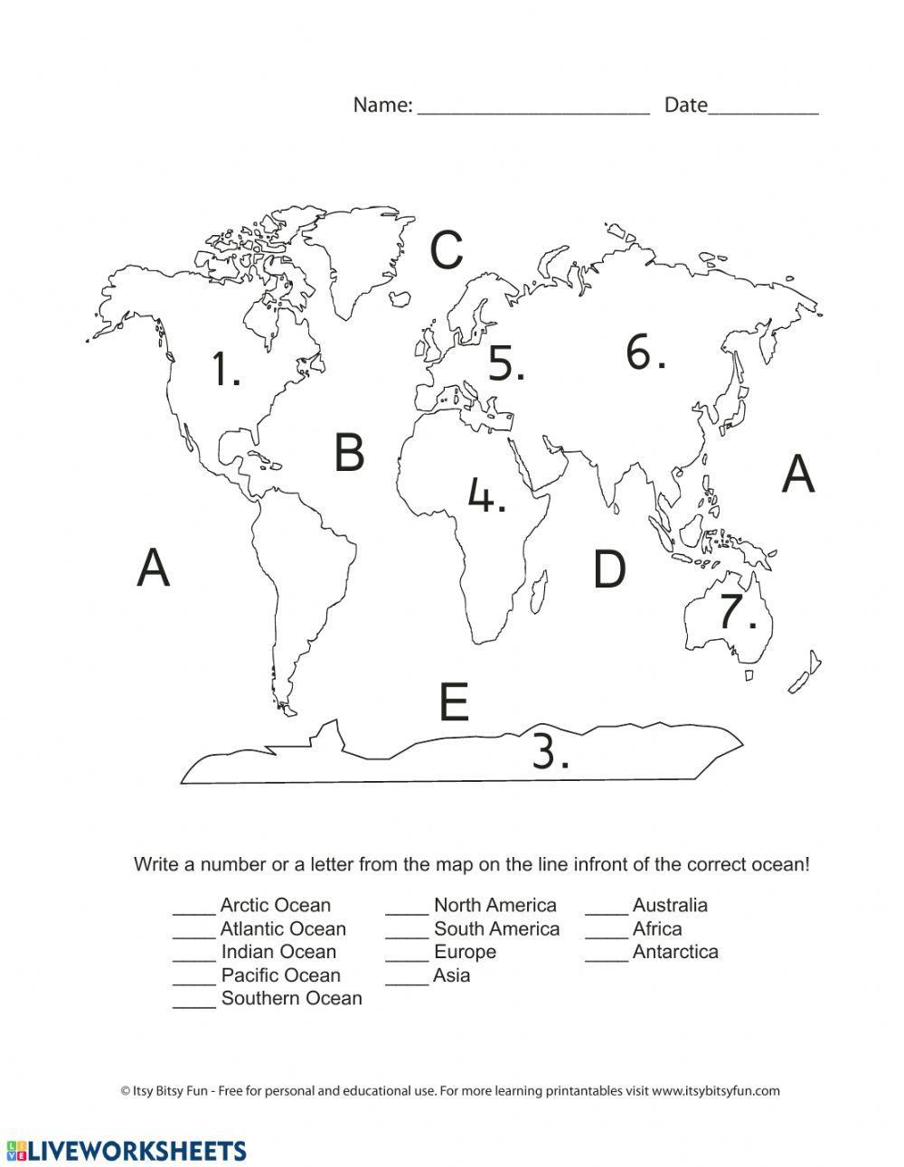 Continents and Oceans Review worksheet | Live Worksheets continents-and-oceans-review-worksheet-live-worksheets