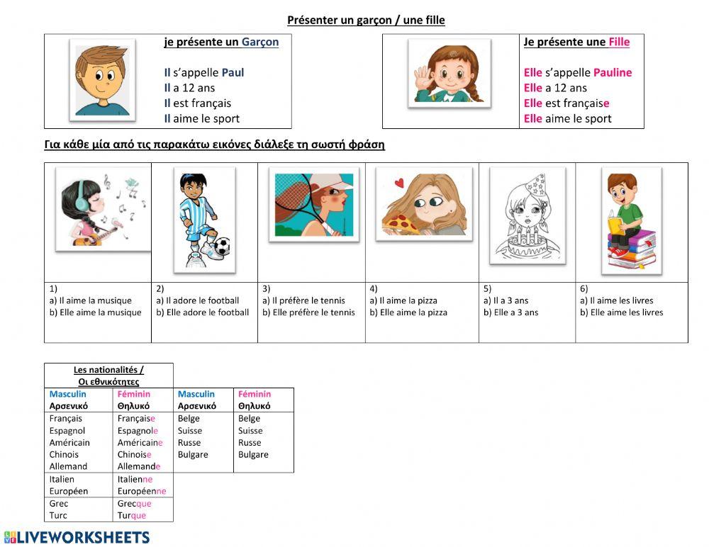 Les nationalités masculin féminin