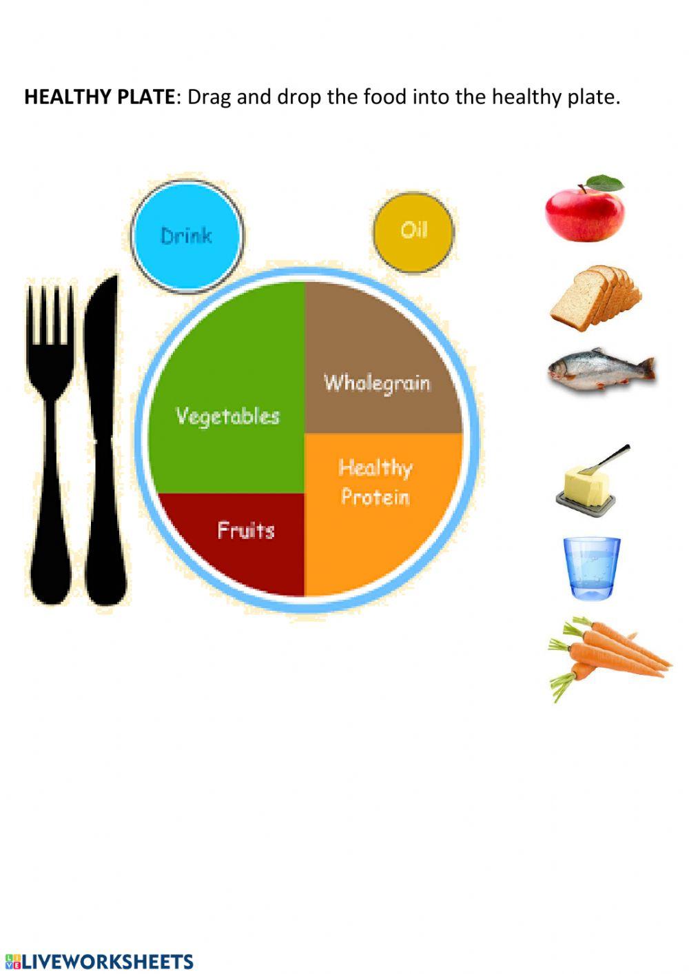 Healthy plate worksheet | Live Worksheets
