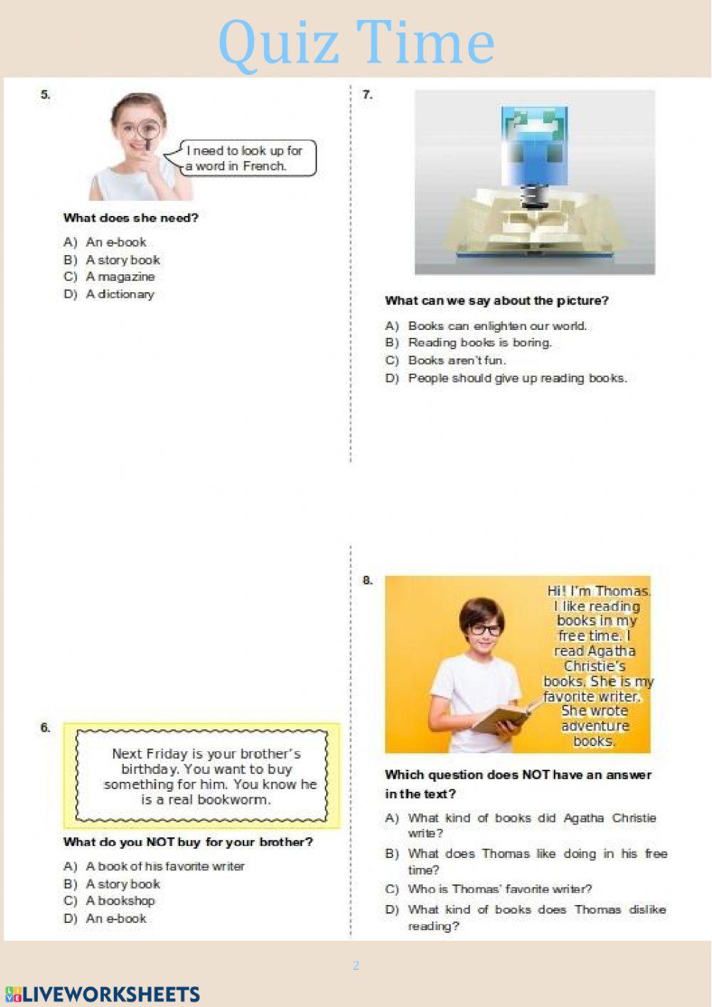 Grade 6 Unit 8 Bookworms Quiz 1 Page 2