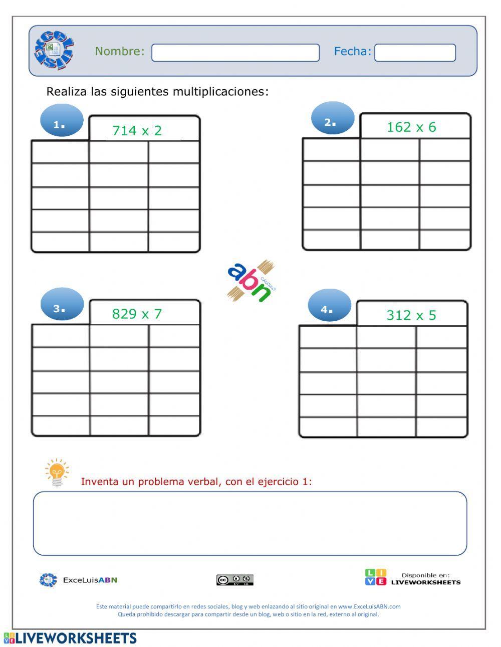 Multiplicación 3x1 ABN  01