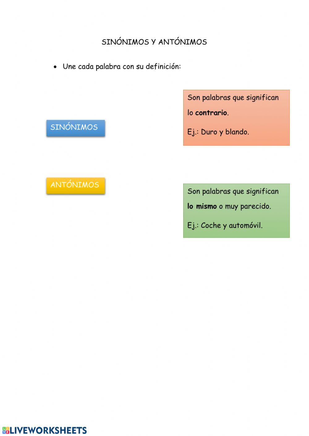 Definición sinónimos antónimos