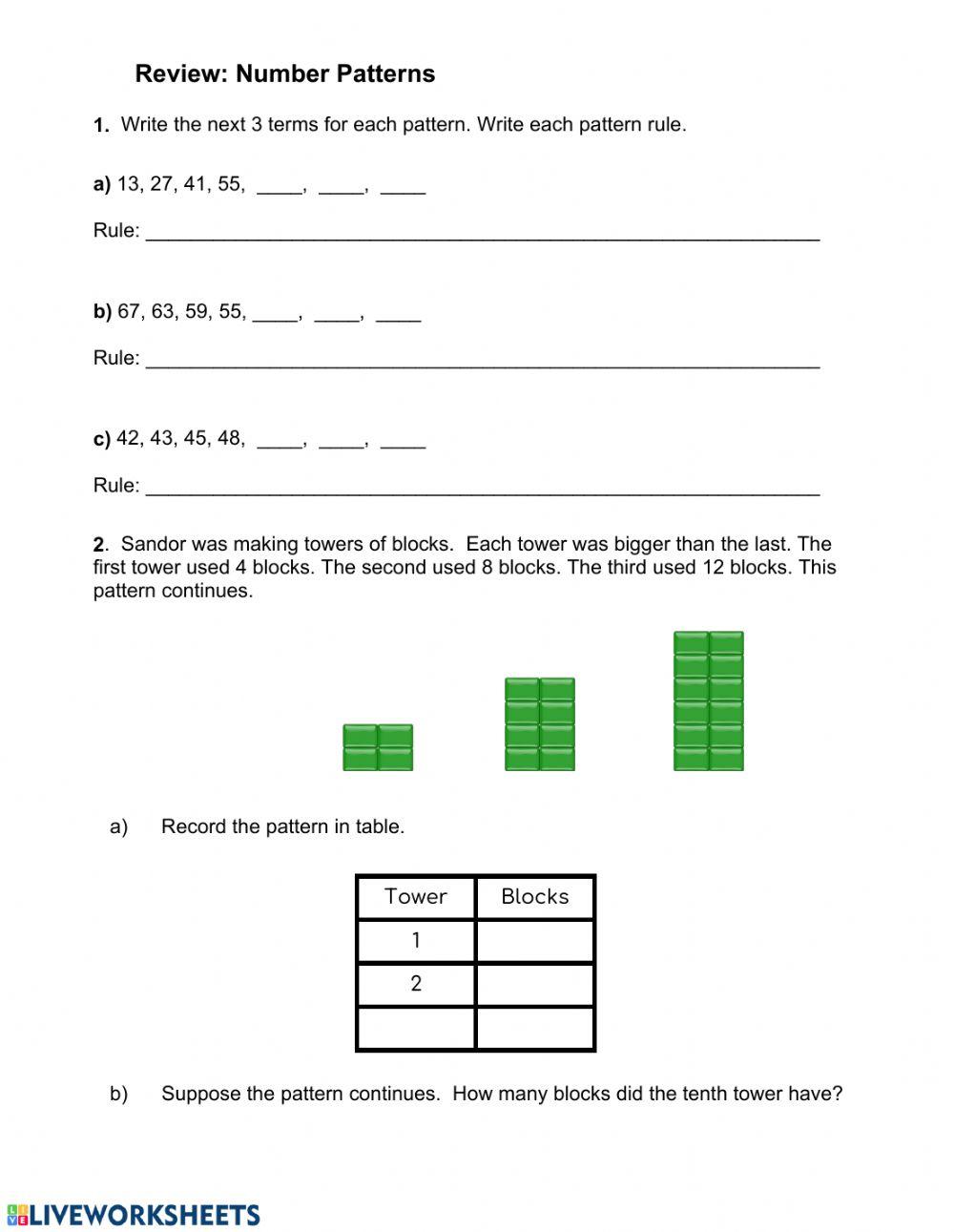Number Patterns Quiz