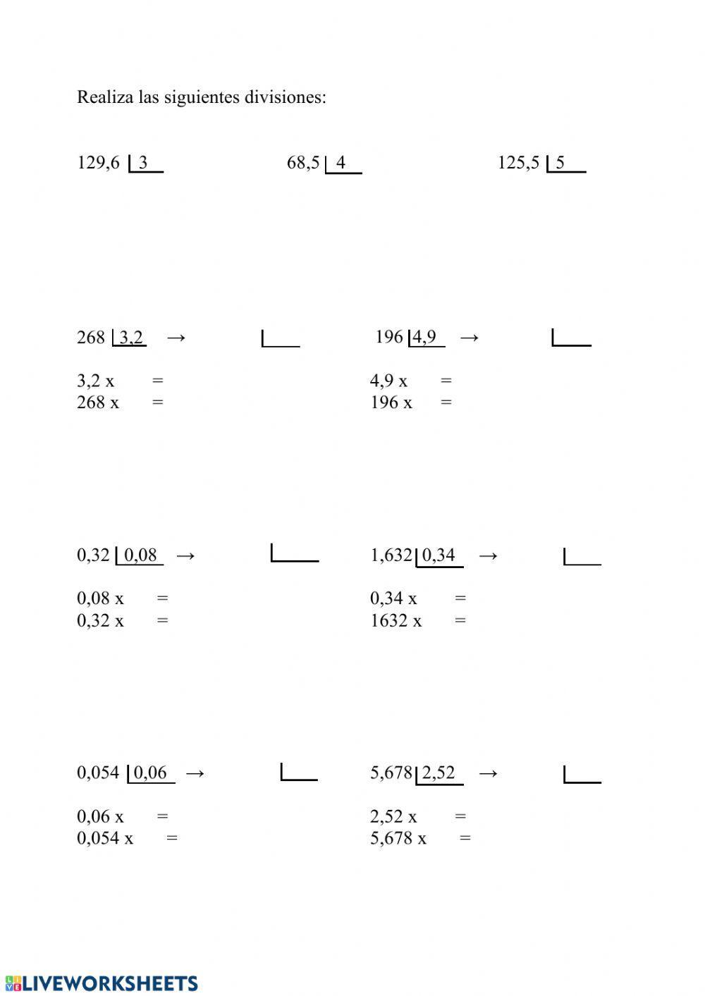 Divisiones con decimales