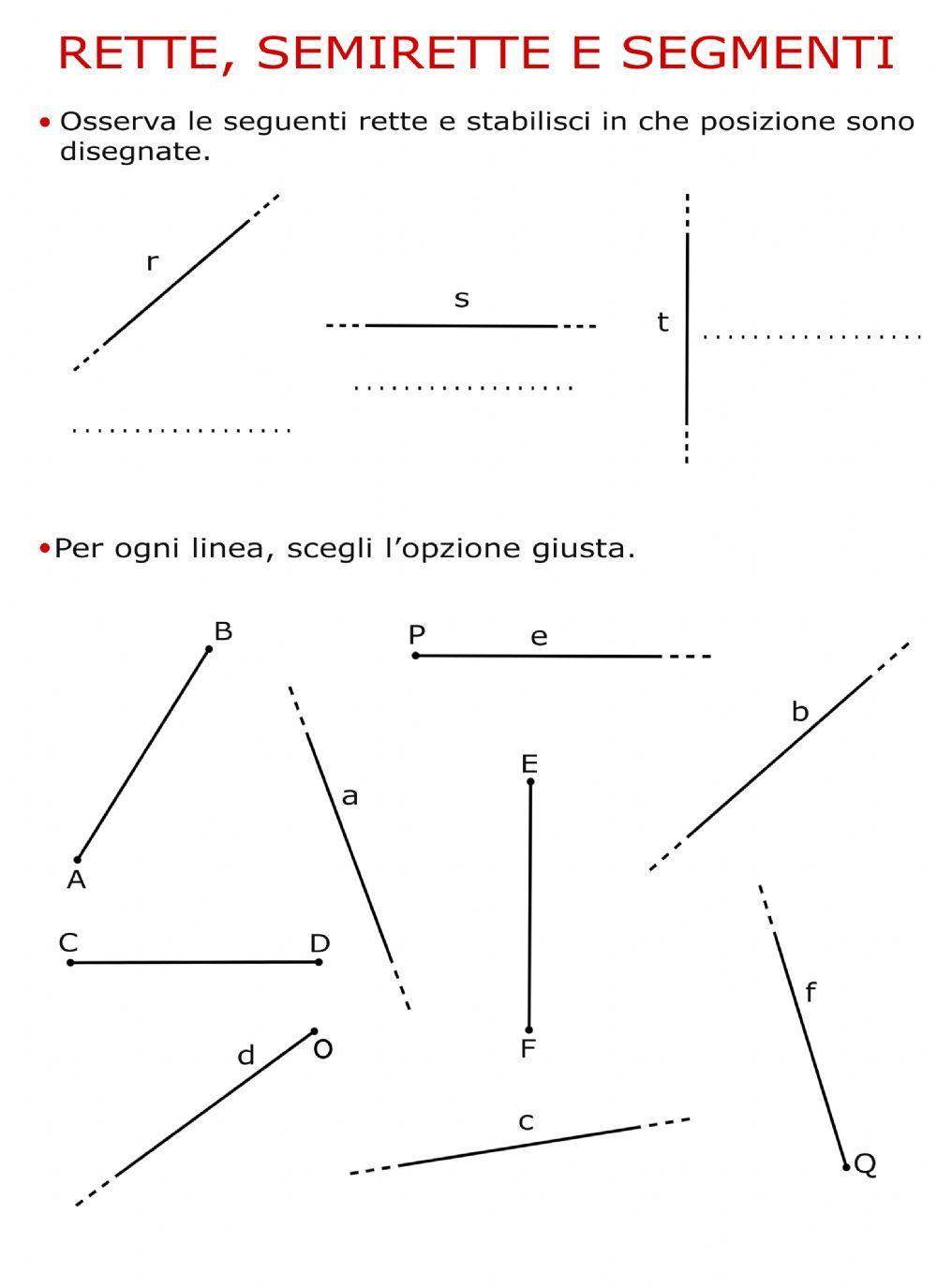 Rette, semirette e segmenti