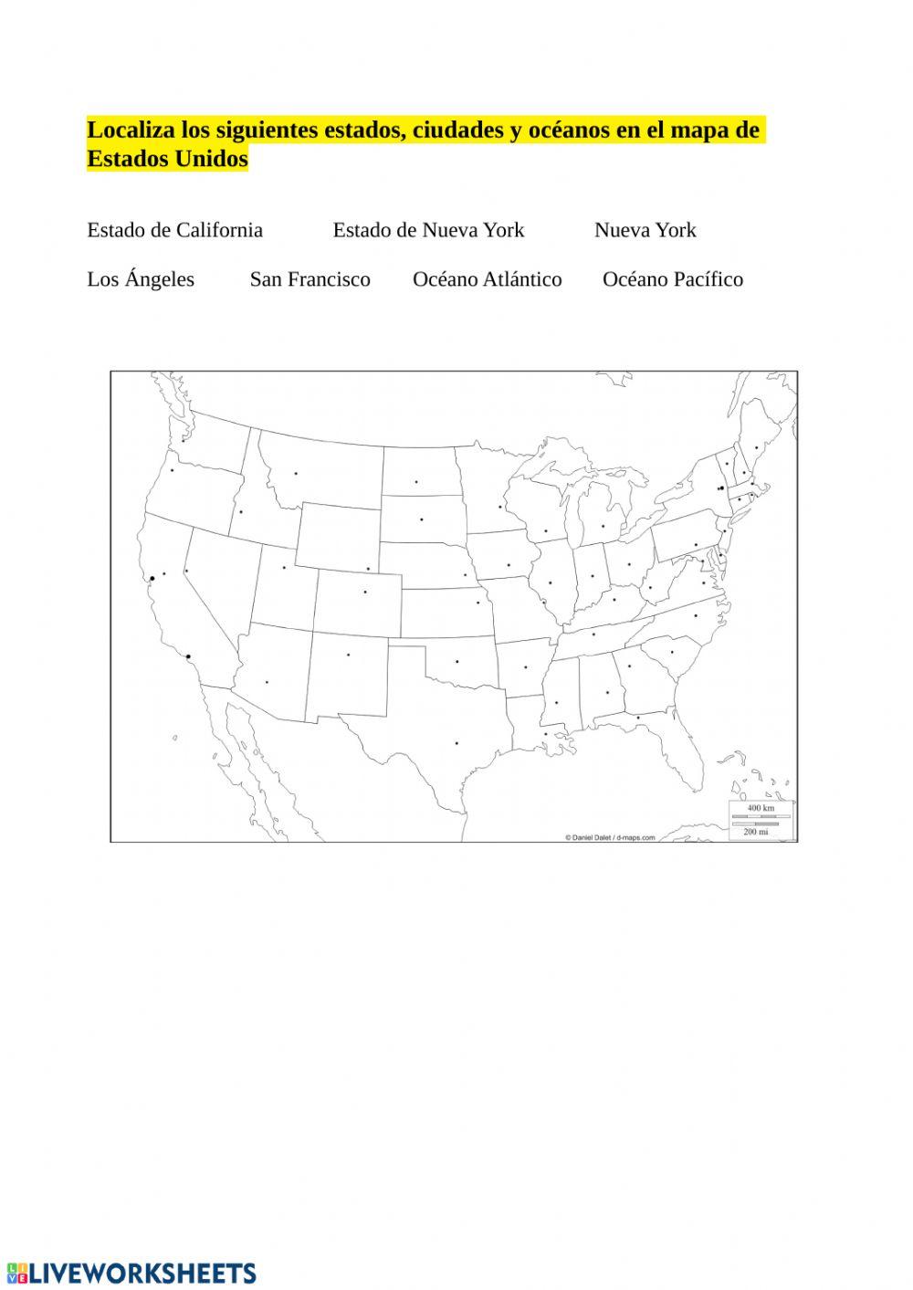 Localización Estados de Nueva York y California