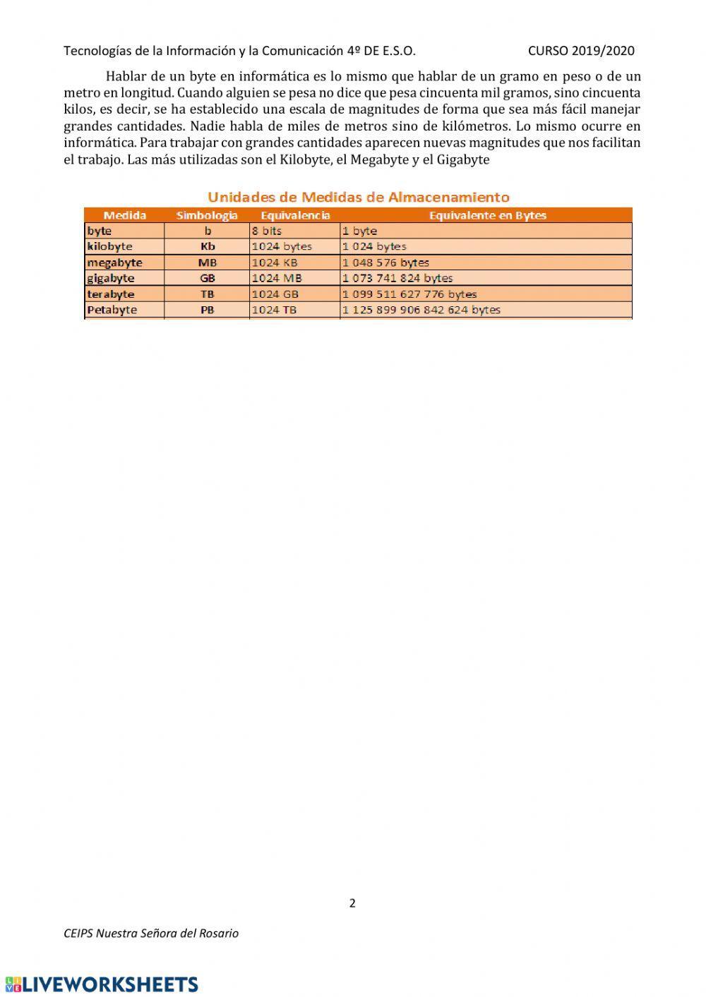 Sistema decimal y binario.Magnitudes de almacenamiento.