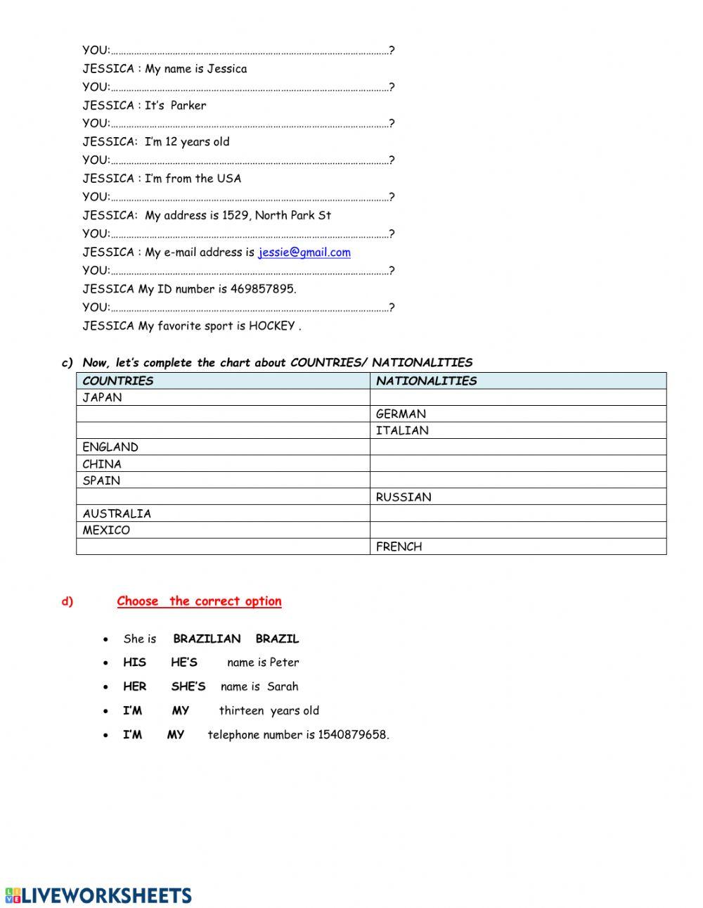 Personal information