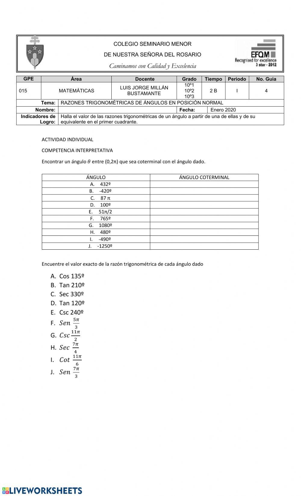 ÁNGULOS COTERMINALES
