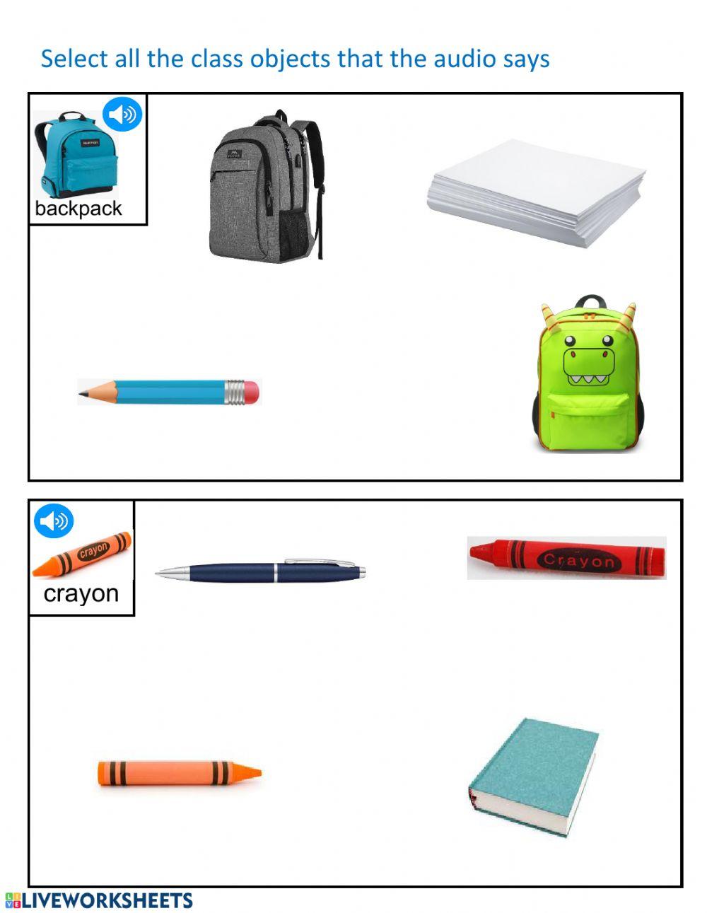 Pract 3 School supplies Toddlers