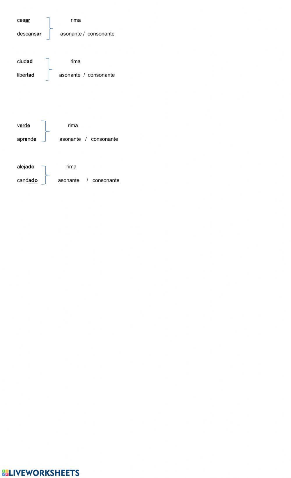 Poesía narrativa - Tipos de rimas