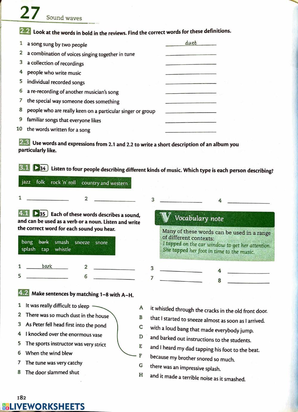 Sound Vocabulary List