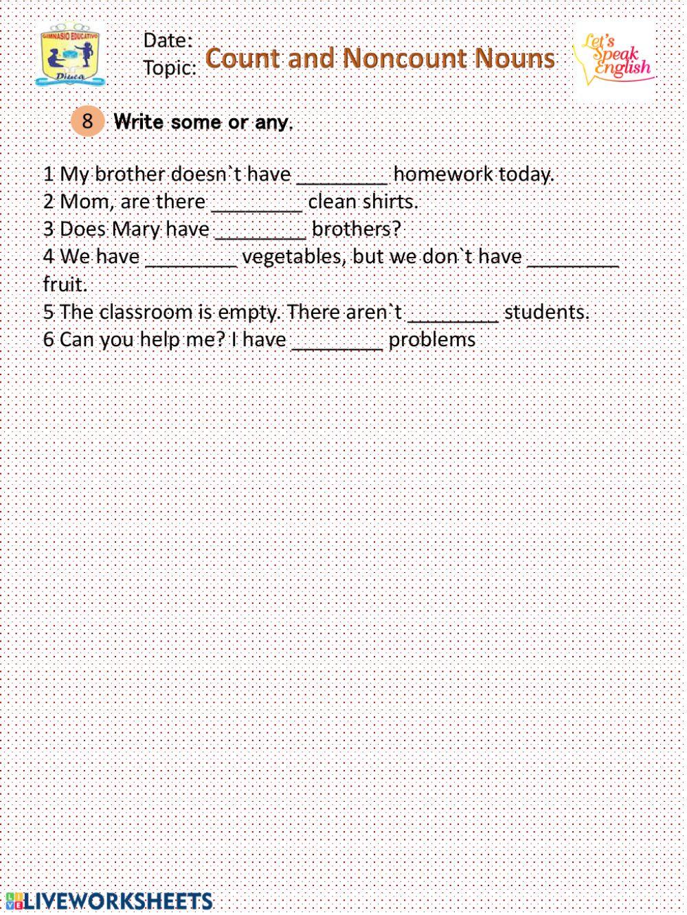 Count and noncount nouns