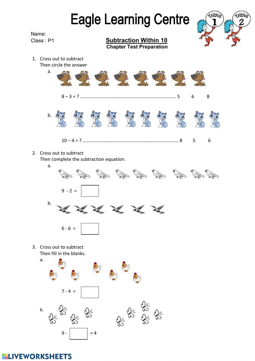 Math substraction within 10
