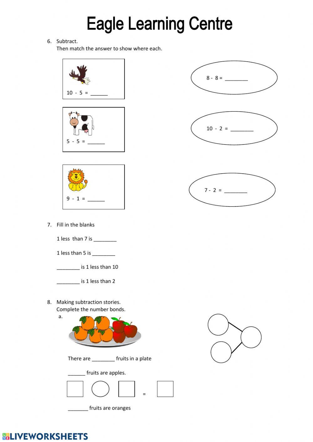 Math substraction within 10