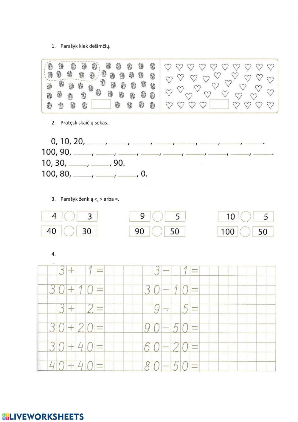 Skaičiavimas iki 100