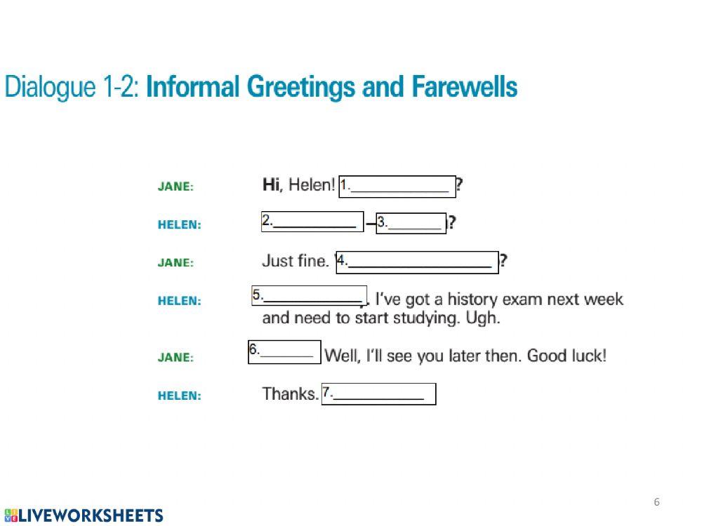 Informal greetings and farewells