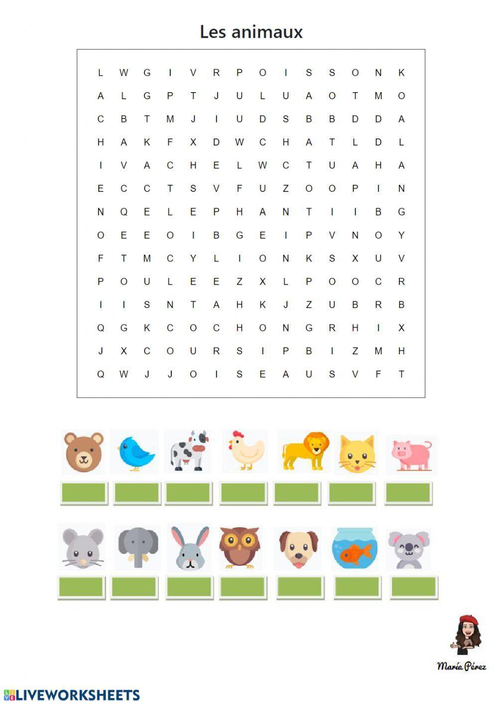 Les animaux - Mots croisés