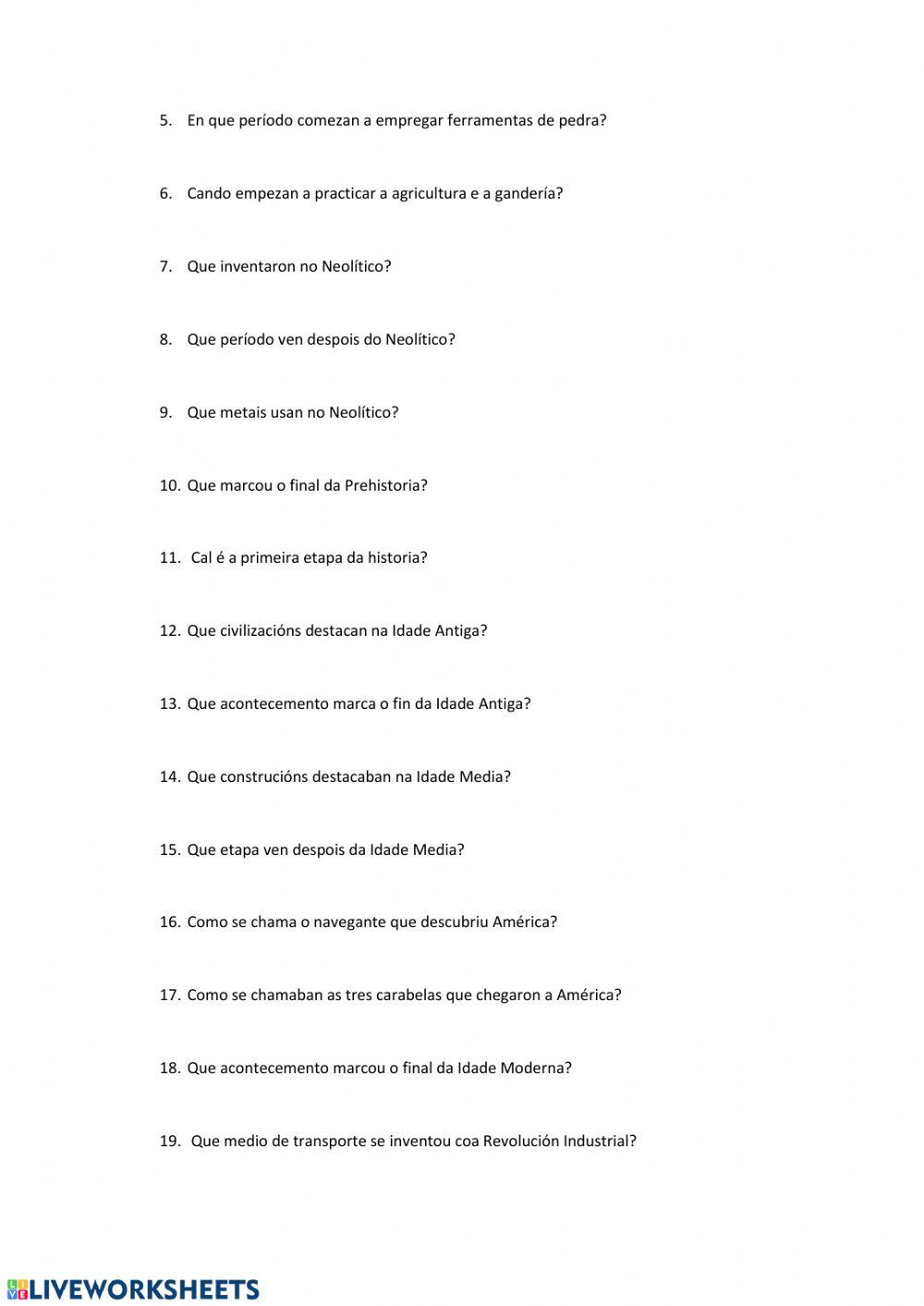 Da Prehistoria a Historia