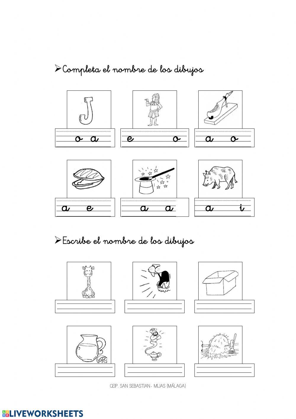 Completar palabras con j-g