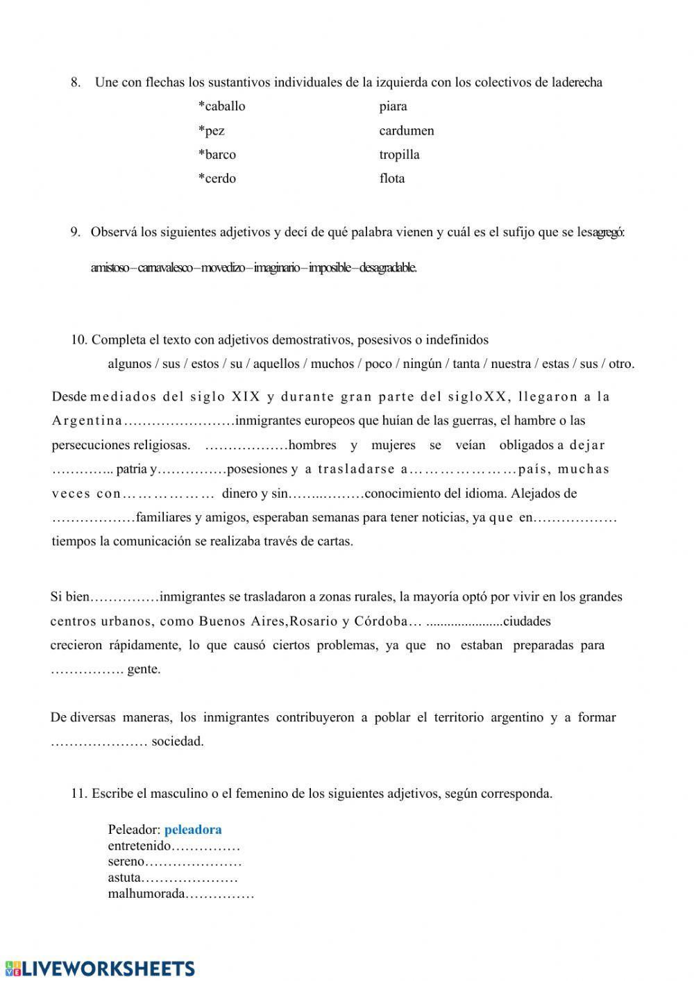 Adjetivos y sustantivos