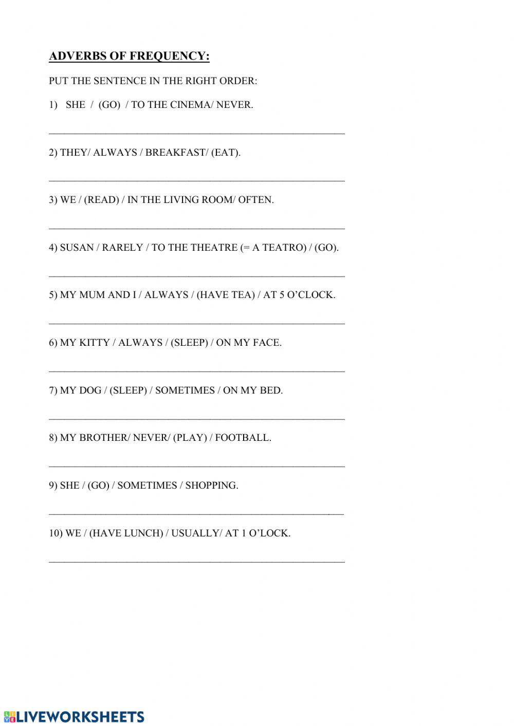 Adverbs of frequency, verbs like -like-