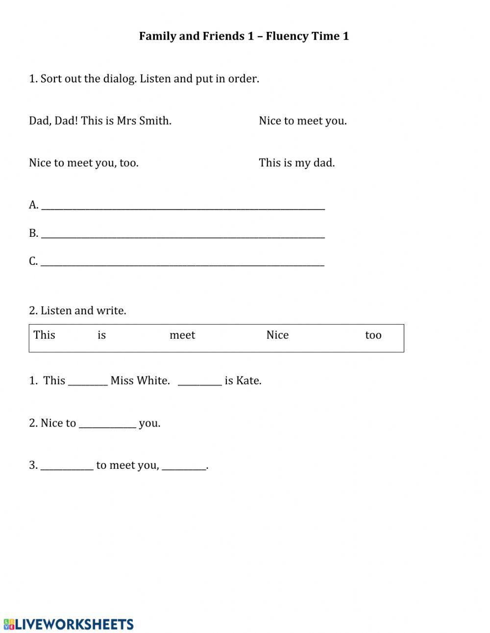 Family and Friends 1 Fluency Time 1