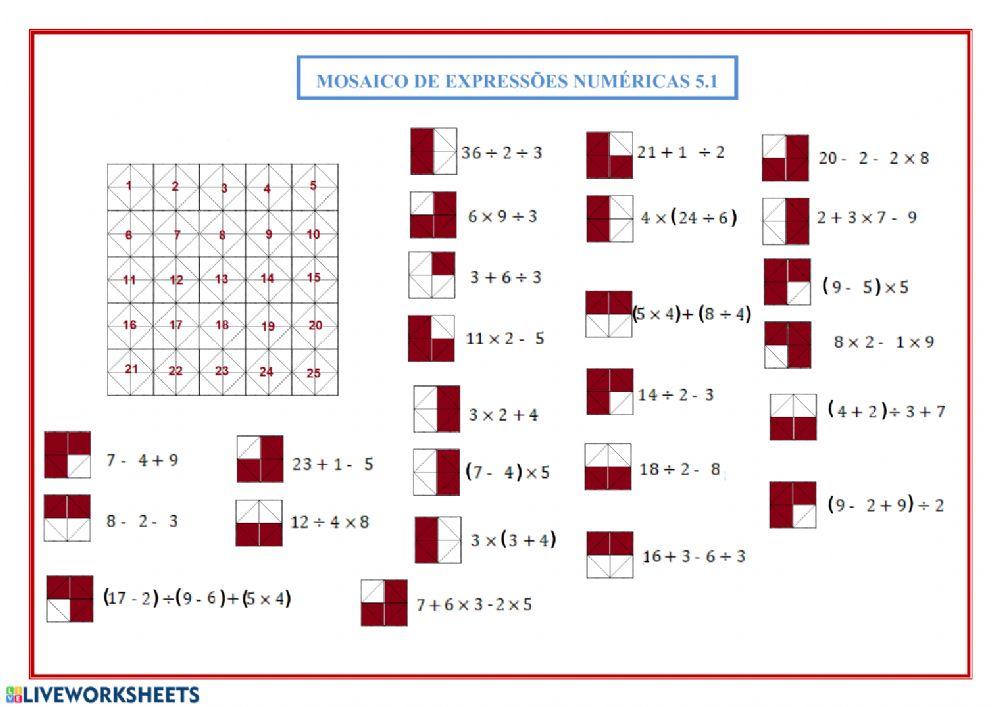 Mosaico de expressões numericas 5
