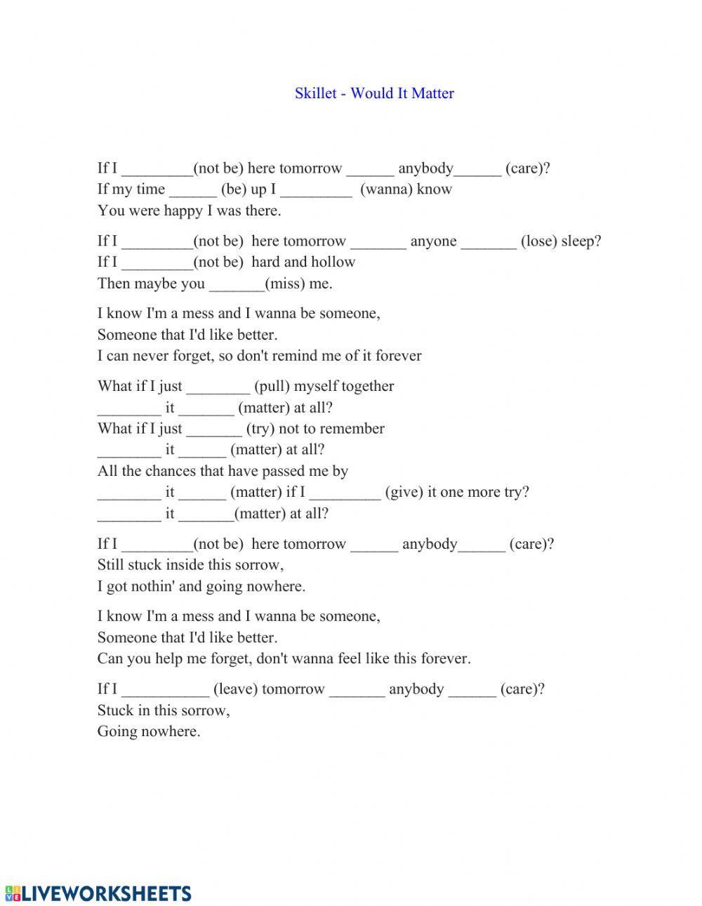 Second Conditional. Complete the gaps