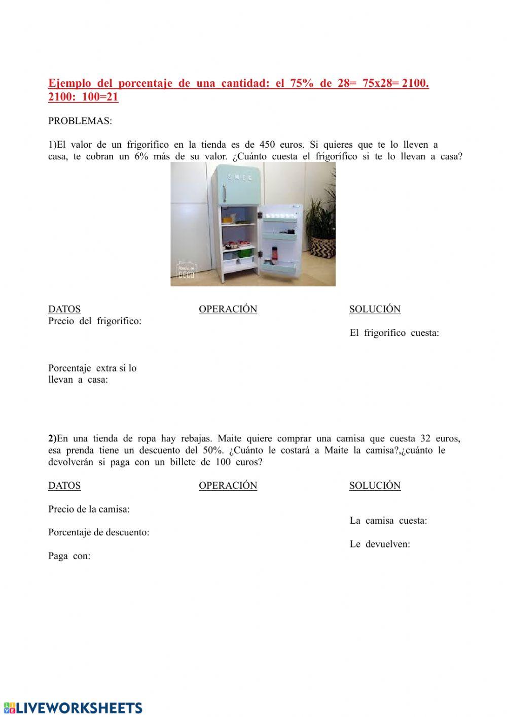 Porcentajes de una cantidad