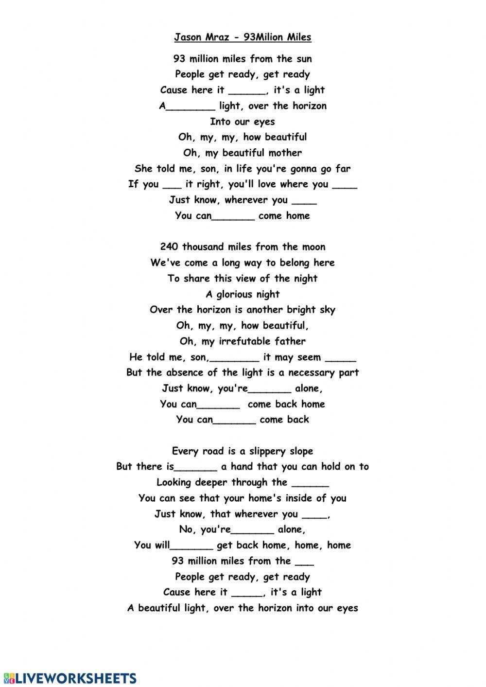 93 Million Miles song