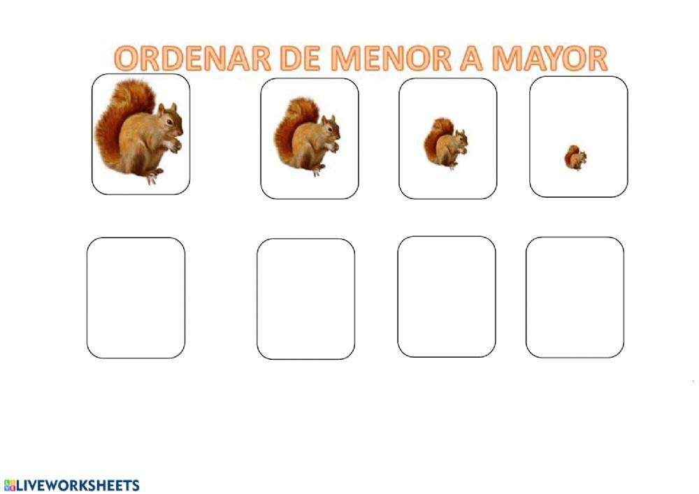 Ordena de menor a mayor