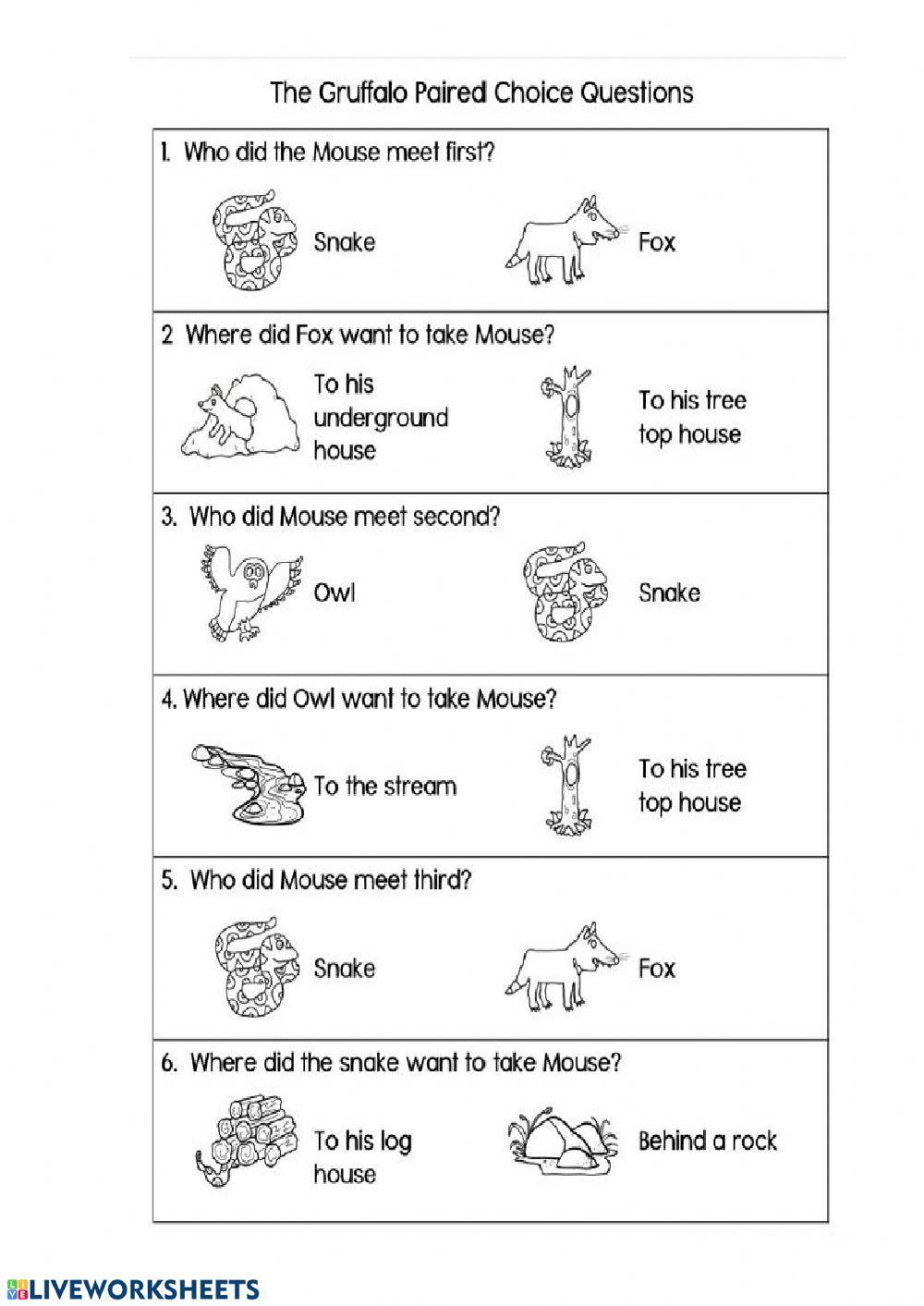 The Gruffalo comprehension The Gruffalo comprehension