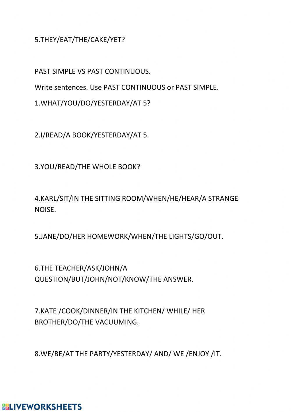 Past simple Past continuous Present perfect