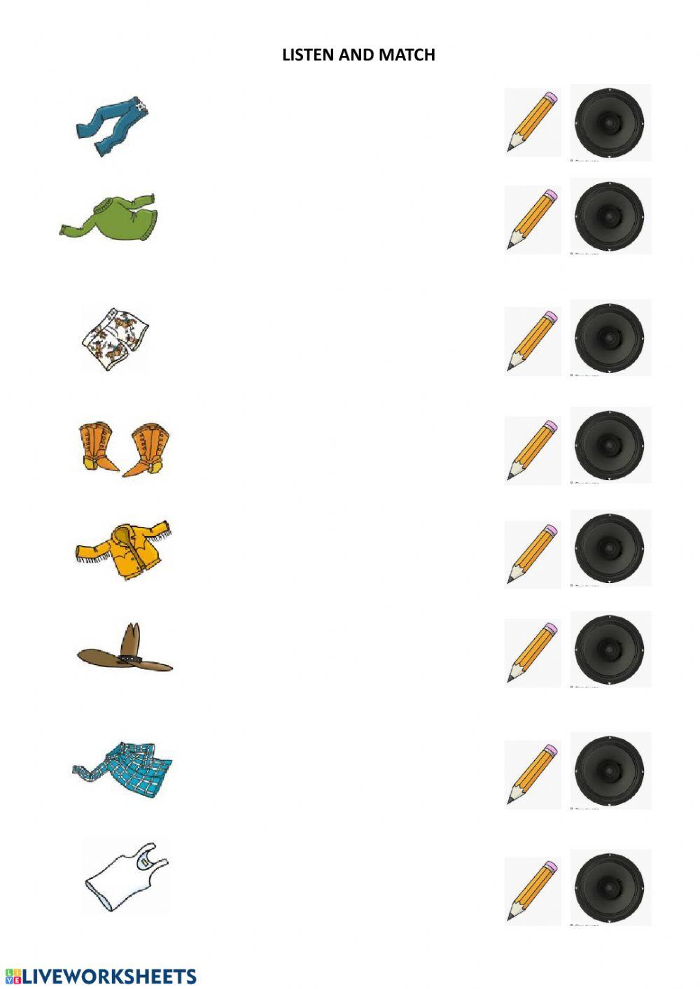 5 clothes - listen and match