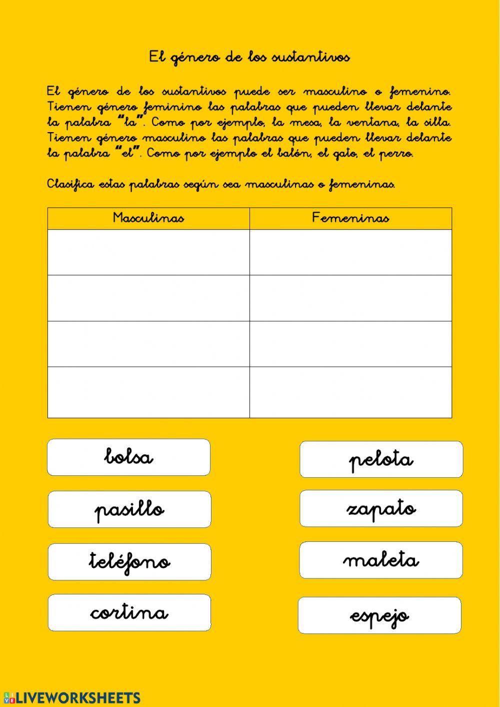 El género de los sustantivos